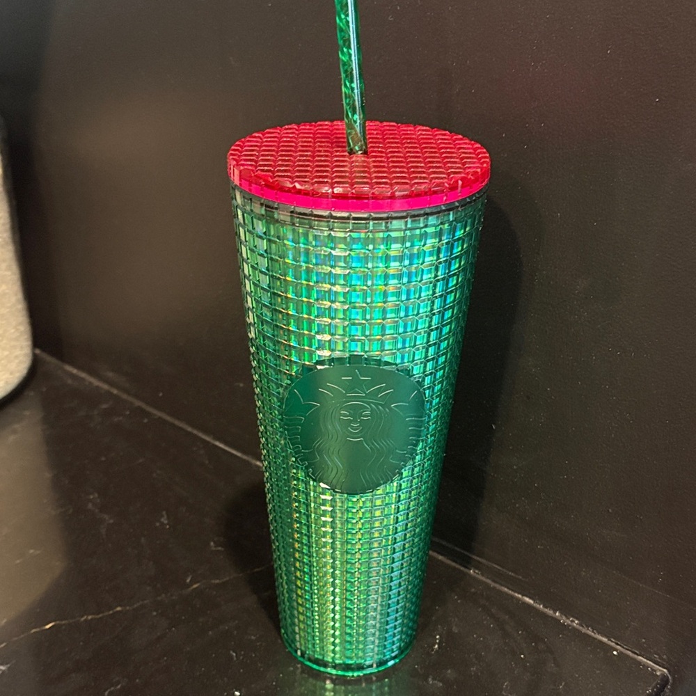 Starbucks Green and Pink Tumbler with Straw
